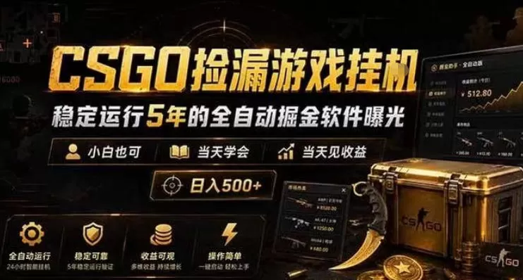 CSGO捡漏游戏挂G,稳定运行5年的全自动掘金软件曝光,小白也可当天学会,当天见收益,日入500+【揭秘】-鹊桥梦网创