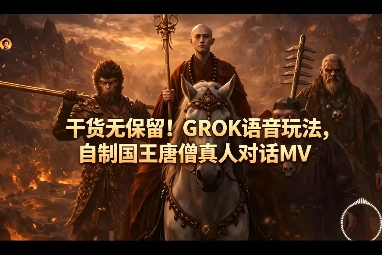 干货无保留！GROK语音玩法，自制国王唐僧真人对话MV-鹊桥梦网创