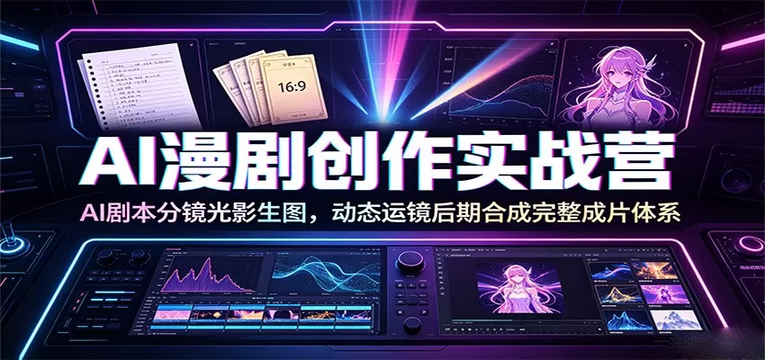 AI漫剧创作实战营：AI剧本分镜光影生图，动态运镜后期合成完整成片体系-鹊桥梦网创