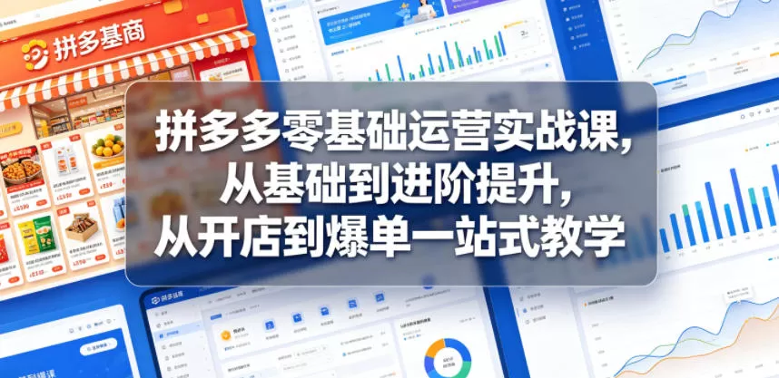 拼多多零基础运营实战课，从基础到进阶提升，从开店到爆单一站式教学-鹊桥梦网创