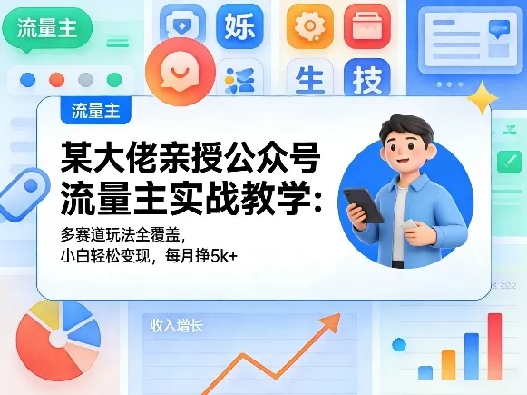 某大佬亲授公众号流量主实战教学：多赛道玩法全覆盖，小白轻松变现，每月多挣5k+-鹊桥梦网创