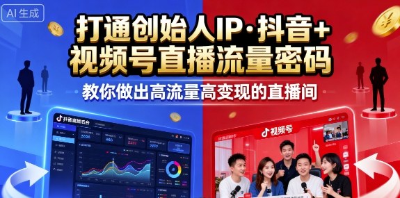 25年直播9-10两期线下课，打通创始人IP，抖音+视频号直播流量密码，教你做出高流量高变现的直播间-鹊桥梦网创