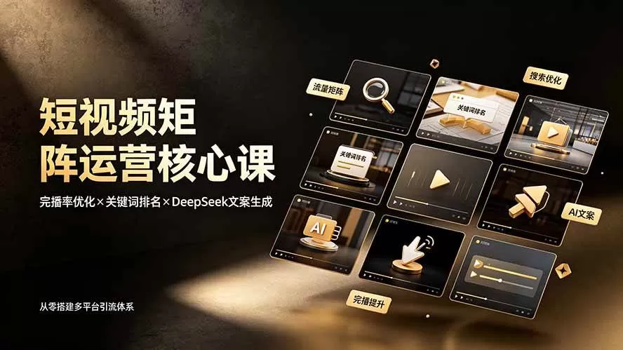 （19259期）短视频矩阵运营核心课：完播率优化×关键词排名×DeepSeek文案生成，从零搭建多平台引流体系-鹊桥梦网创