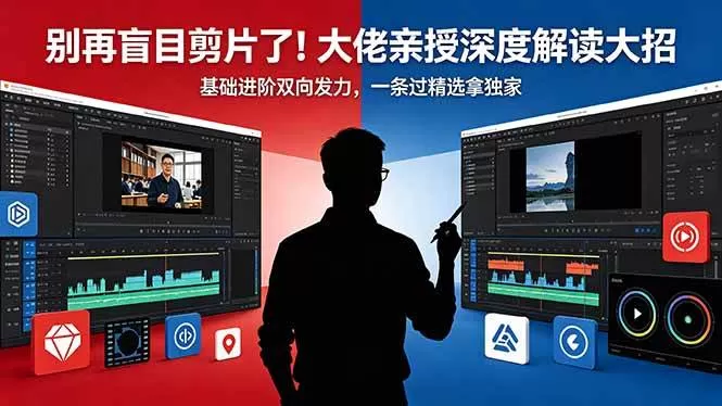 （18384期）别再盲目剪片了！大佬亲授深度解读大招，基础进阶双向发力，一条过精选拿独家-鹊桥梦网创