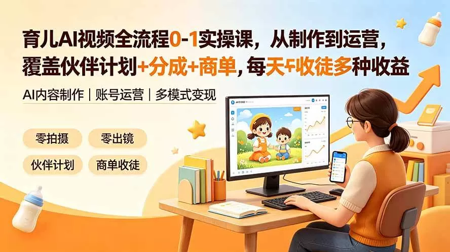 (19236期)育儿AI视频全流程0-1实操课,从制作到运营,覆盖伙伴计划+分成+商单+收徒多种收益,每天500+收益 (19236期)育儿AI视频全流程0-1实操课,从制作到运营,覆盖伙伴计划+分成+商单+收徒多种收益,每天500+收益