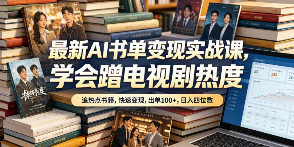最新AI书单变现实战课,学会蹭电视剧热度,追热点书籍,快速变现,出单100+,日入四位数-鹊桥梦网创