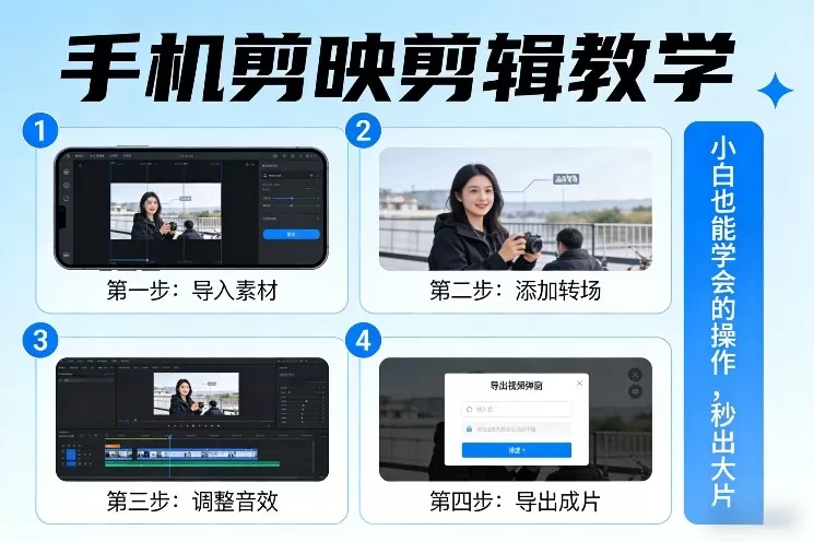 手机剪映剪辑教学，小白也能学会的操作，秒出大片-鹊桥梦网创