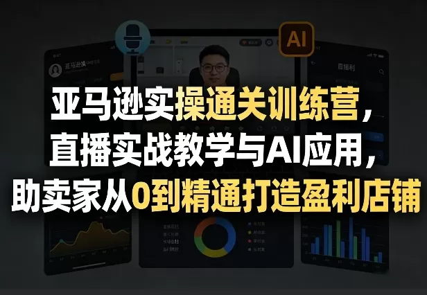 亚马逊实操通关训练营，直播实战教学与AI应用，助卖家从0到精通打造盈利店铺（更新5月23日）-鹊桥梦网创