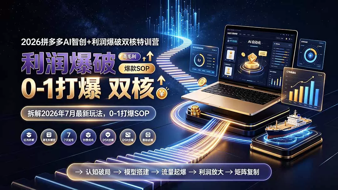 2026拼多多AI智创+利润爆破双核特训营-拆解2026年7月最新玩法,0-1打爆SOP-鹊桥梦网创