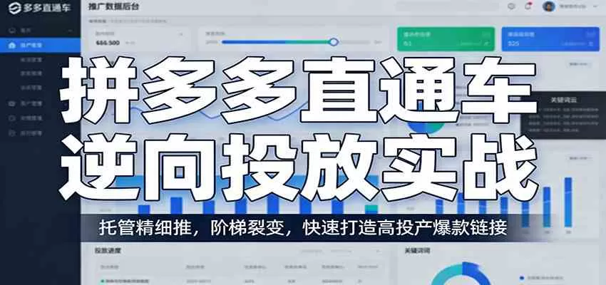 拼多多直通车逆向投放实战:托管精细推,阶梯裂变,快速打造高投产爆款链接 拼多多直通车逆向投放实战:托管精细推,阶梯裂变,快速打造高投产爆款链接