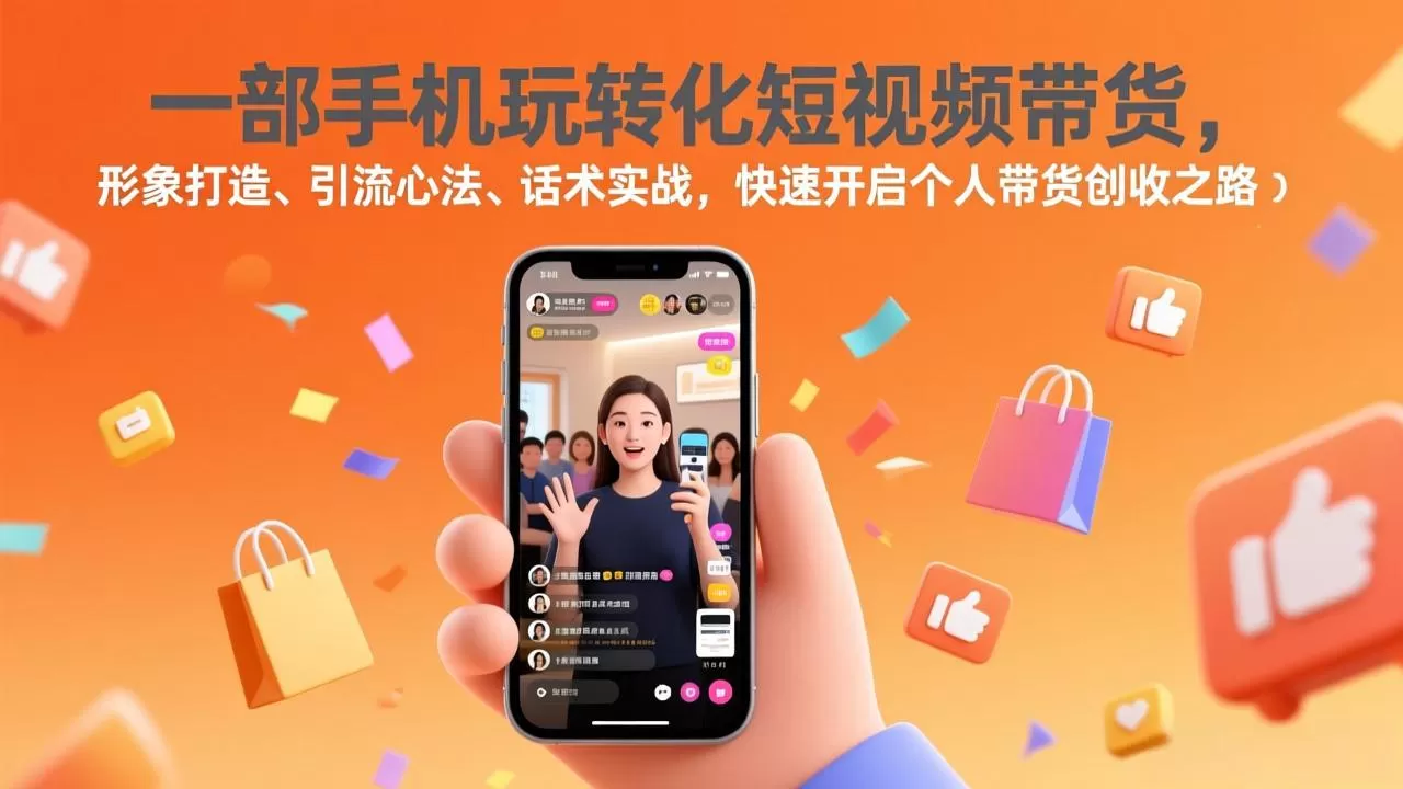 一部手机玩转化短视频带货，形象打造、引流心法、话术实战，快速开启个人带货创收之路-鹊桥梦网创