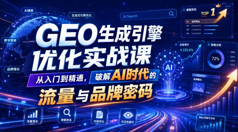 GEO生成引擎优化实战课,从入门到精通,破解AI时代的流量与品牌密码-鹊桥梦网创