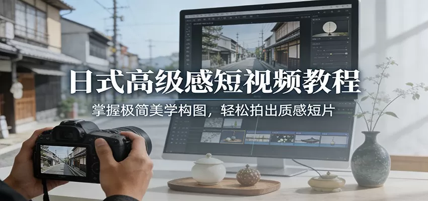 日式高级感短视频教程：掌握极简美学构图，轻松拍出质感短片-鹊桥梦网创