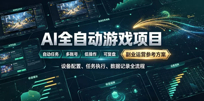 AI全自动游戏躺賺副业：日入几百，稳定运行三年的项目！【揭秘】-鹊桥梦网创