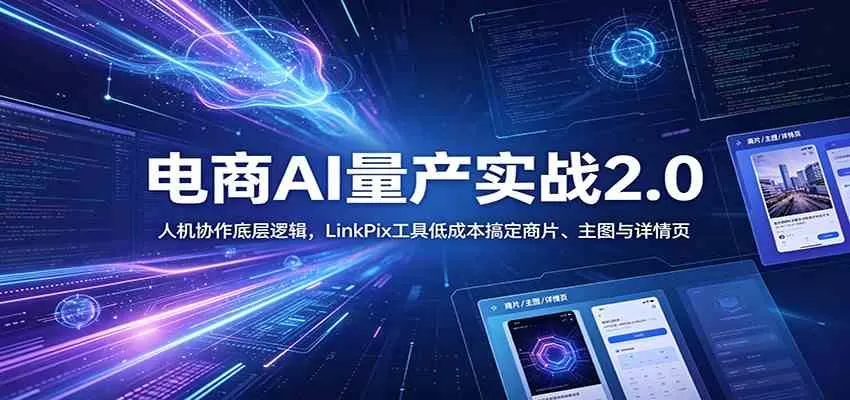 电商人AI量产实战2.0:人机协作底层逻辑,LinkPix工具低成本搞定商片、主图与详情页-鹊桥梦网创