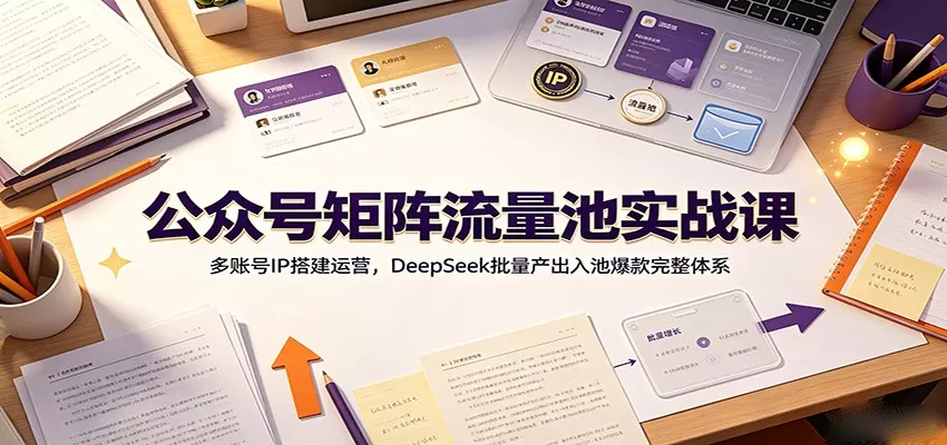 公众号矩阵流量池实战课：多账号IP搭建运营，DeepSeek批量产出入池爆款完整体系-鹊桥梦网创