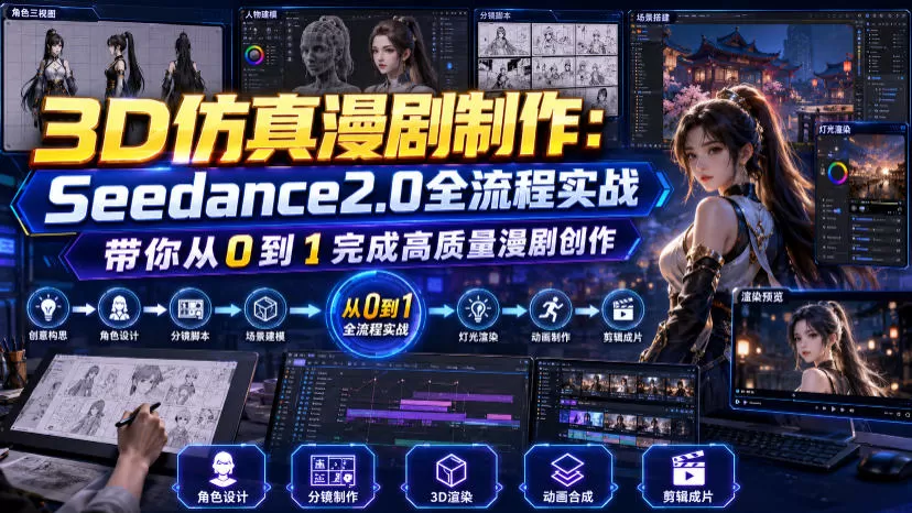 3D仿真漫剧制作:Seedance2.0全流程实战,带你从0到1完成高质量漫剧创作-鹊桥梦网创