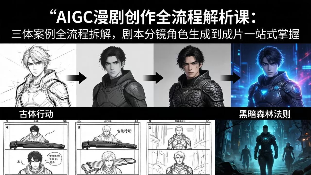 AIGC漫剧创作全流程解析课：三体案例全流程拆解，剧本分镜角色生成到成片一站式掌握-鹊桥梦网创