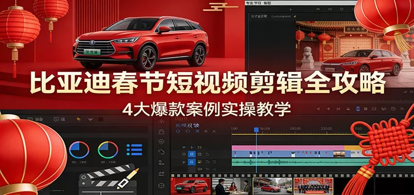 比亚迪春节短视频剪辑全攻略，4大爆款案例实操教学-鹊桥梦网创