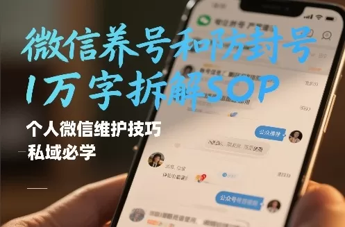 微信养号和防封号1万字拆解SOP，个人微信维护技巧，私域必学【文档】-鹊桥梦网创