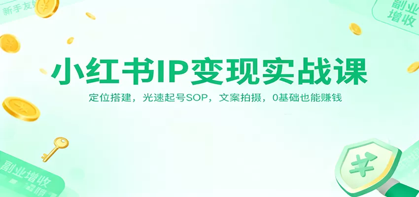 小红书IP变现实战课：定位搭建，光速起号SOP，文案拍摄，0基础也能赚钱