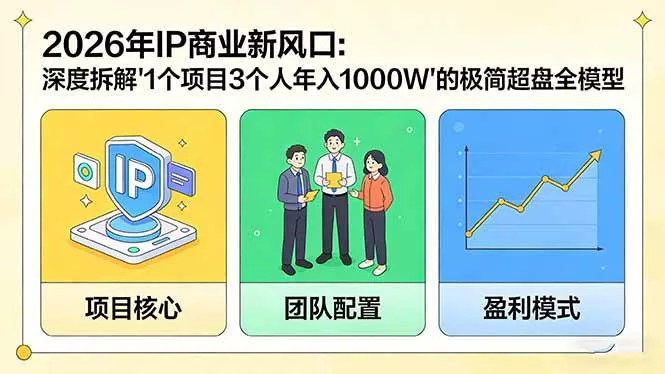 (17661期)2026年IP商业新风口:深度拆解“1个项目3个人年入1000W”的极简超盘全模型-鹊桥梦网创