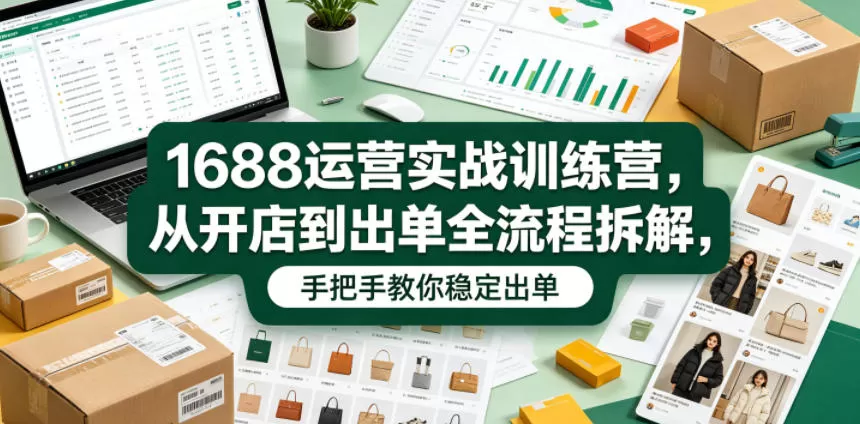 1688运营实战训练营，从开店到出单全流程拆解，手把手教你稳定出单-鹊桥梦网创