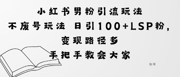 小红书男粉引流玩法不废号玩法日引100+LSP粉，变现路径多-鹊桥梦网创
