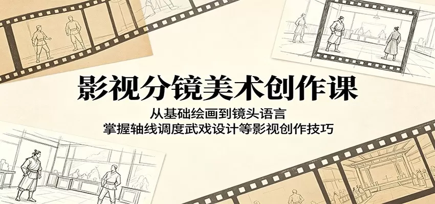 影视分镜美术创作课:从基础绘画到镜头语言,掌握轴线调度武戏设计等影视创作技巧-鹊桥梦网创