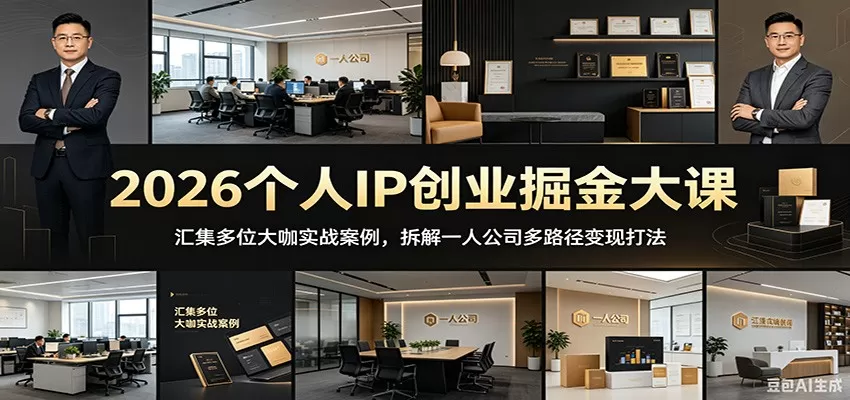 2026个人IP创业掘金大课：汇集多位大咖实战案例，拆解一人公司多路径变现打法-鹊桥梦网创