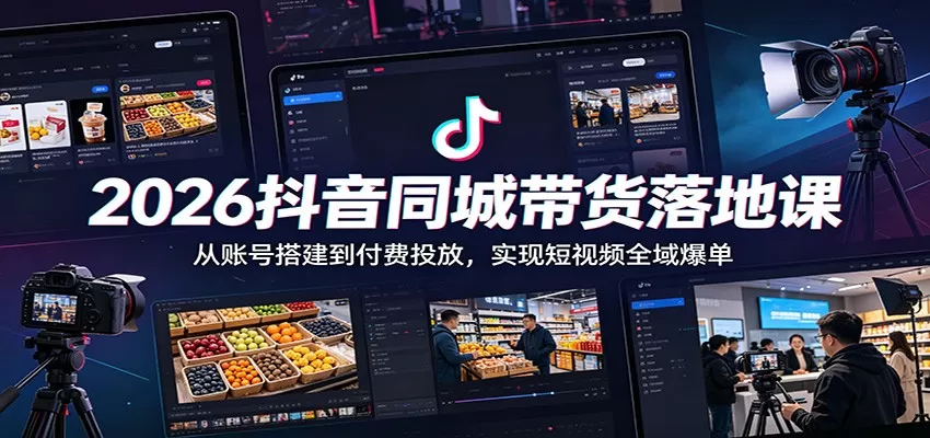 2026抖音同城带货落地课:从账号搭建到付费投放,实现短视频全域爆单-鹊桥梦网创