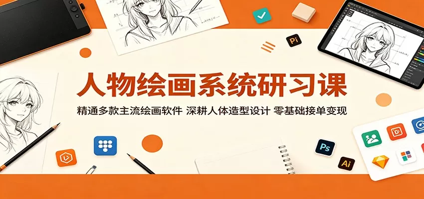 人物绘画系统研习课：精通多款主流绘画软件，深耕人体造型设计，零基础接单变现-鹊桥梦网创