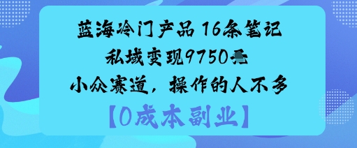 蓝海冷门产品：16条笔记私域变现9750米小众赛道，操作的人不多-鹊桥梦网创
