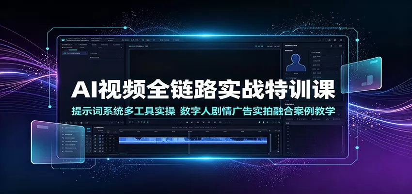 AI视频全链路实战特训课:提示词系统多工具实操,数字人剧情广告实拍融合案例教学-鹊桥梦网创