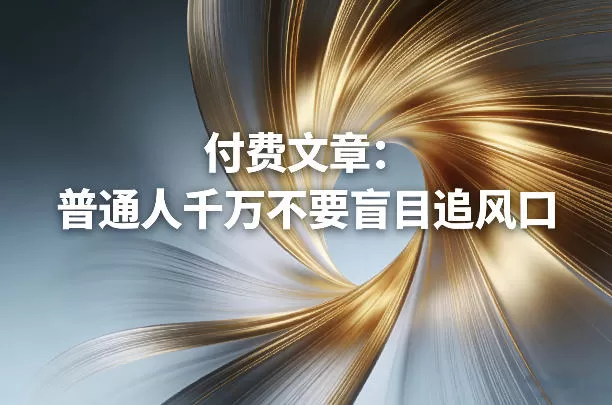 付费文章：普通人千万不要盲目追风口-鹊桥梦网创