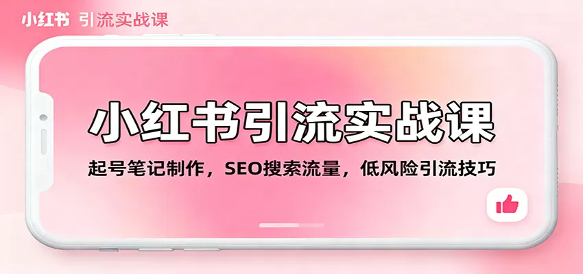 小红书引流实战课:起号笔记制作,SEO搜索流量,低风险引流技巧-鹊桥梦网创
