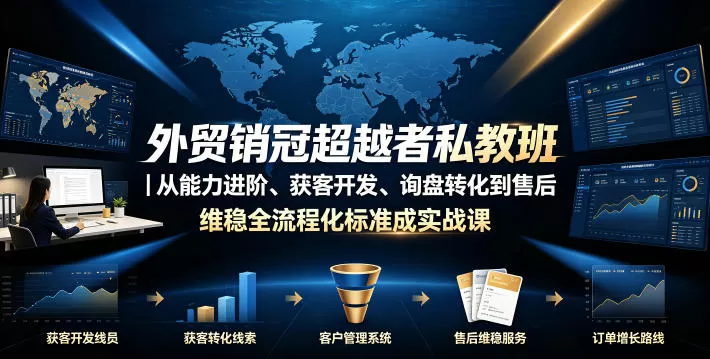 外贸销冠超越者私教班|从能力进阶、获客开发、询盘转化到售后维稳全流程标准化成交实战课 外贸销冠超越者私教班|从能力进阶、获客开发、询盘转化到售后维稳全流程标准化成交实战课