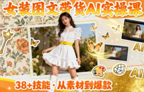 女装图文带货的AI实操课,覆盖38个实用技能,快速提升素材制作效率-鹊桥梦网创