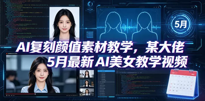 AI复刻颜值素材教学，某大佬5月最新AI美女教学视频，内含4月好物复刻教学-鹊桥梦网创