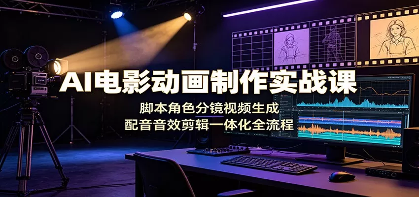 AI电影动画制作实战课：脚本角色分镜视频生成，配音音效剪辑一体化全流程-鹊桥梦网创