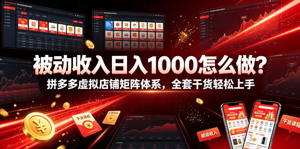 被动收入日入1000怎么做?拼多多虚拟店铺矩阵体系,全套干货轻松上手【揭秘】-鹊桥梦网创