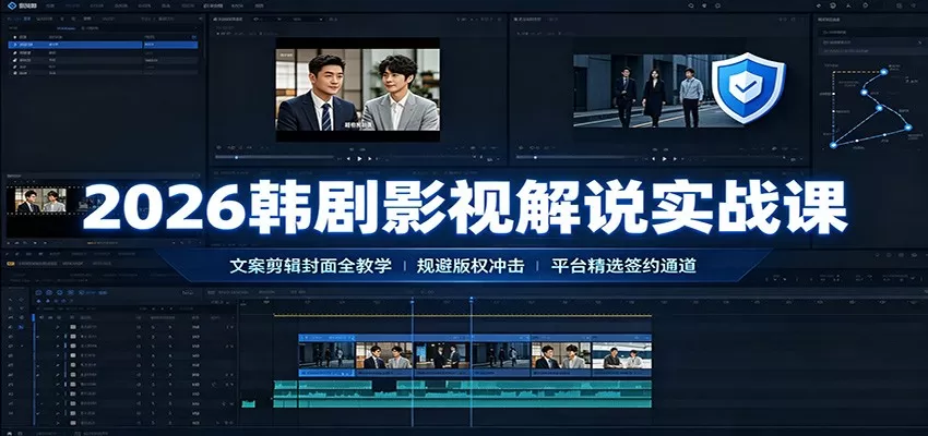 2026韩剧影视解说实战课：文案剪辑封面全教学，规避版权冲击平台精选签约通道-鹊桥梦网创