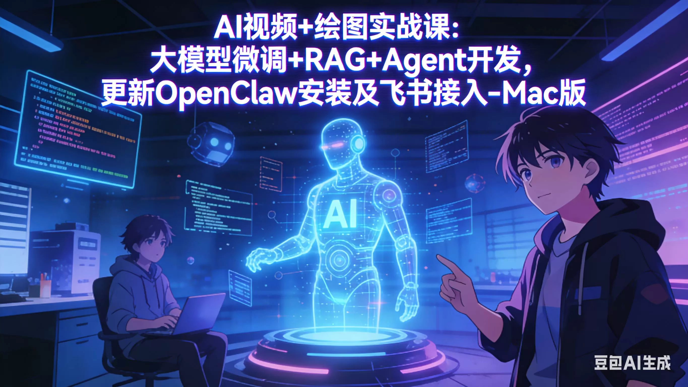 （17594期）AI视频+绘图实战课：大模型微调+RAG+Agent开发，更新OpenClaw安装及飞书接入-Mac版-鹊桥梦网创