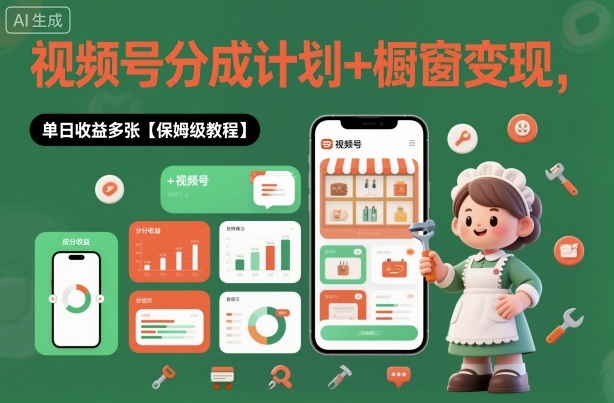 外面收费1980视频号分成计划+橱窗变现,单日收益多张【保姆级教程】-鹊桥梦网创