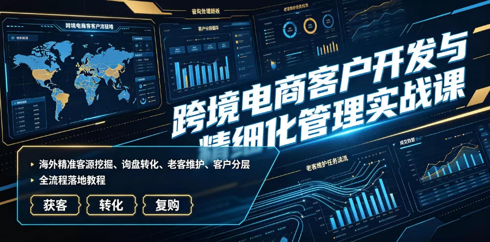 跨境电商客户开发与精细化管理实战课｜海外精准客源挖掘、询盘转化、老客维护、客户分层全流程落地教程-鹊桥梦网创