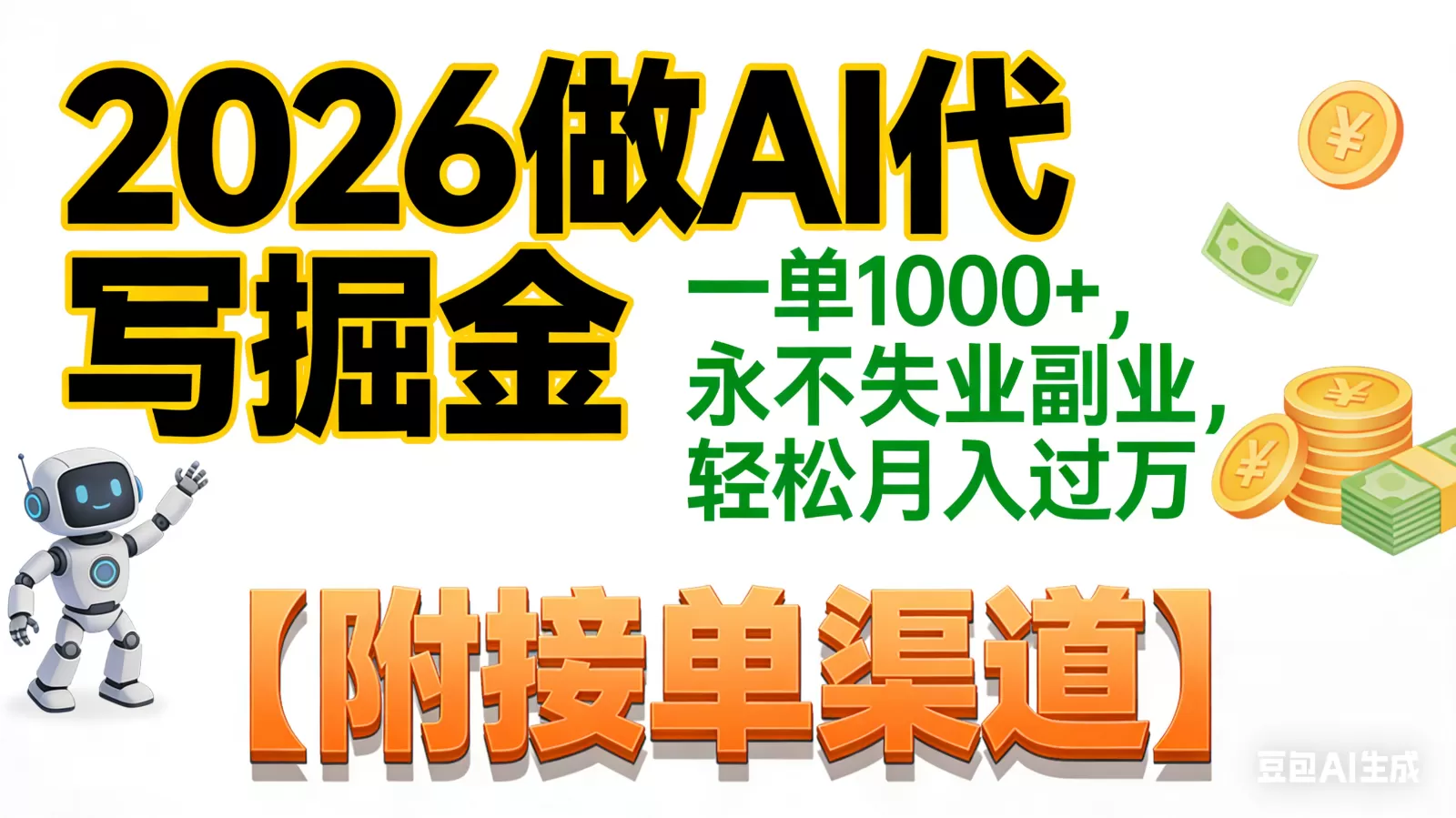 2026做AI代写掘金,一单1000+,永不失业副业,轻松月入过万,【附接单渠道】 2026做AI代写掘金,一单1000+,永不失业副业,轻松月入过万,【附接单渠道】