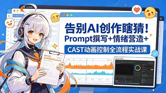 告别AI创作瞎猜！Prompt撰写+情绪营造+CAST动画控制全流程实战课-鹊桥梦网创