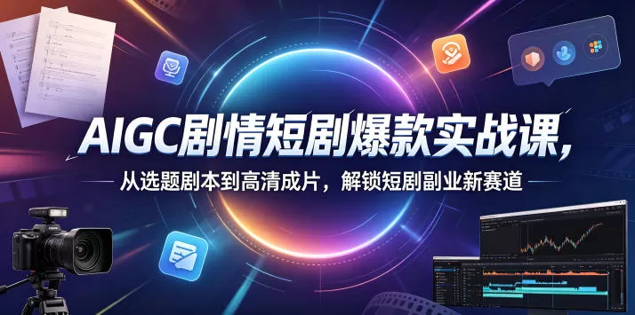 AIGC剧情短剧爆款实战课，从选题剧本到高清成片，解锁短剧副业新赛道-鹊桥梦网创