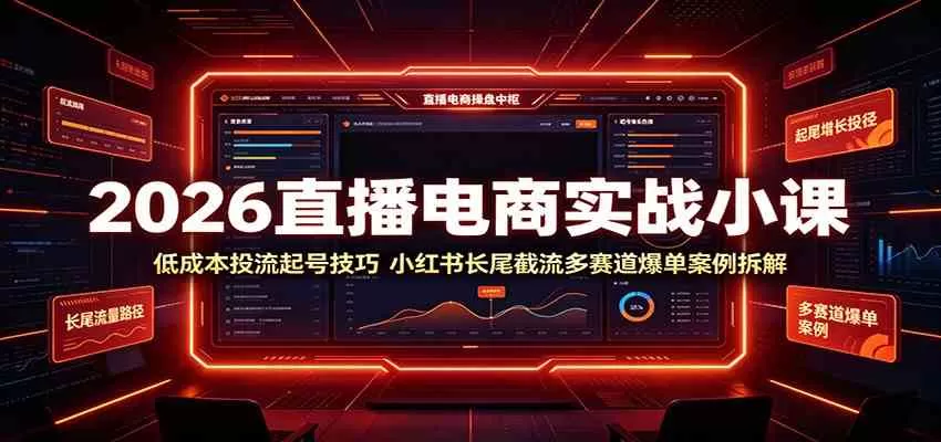 2026直播电商实战小课:低成本投流起号技巧,小红书长尾截流多赛道爆单案例拆解-鹊桥梦网创