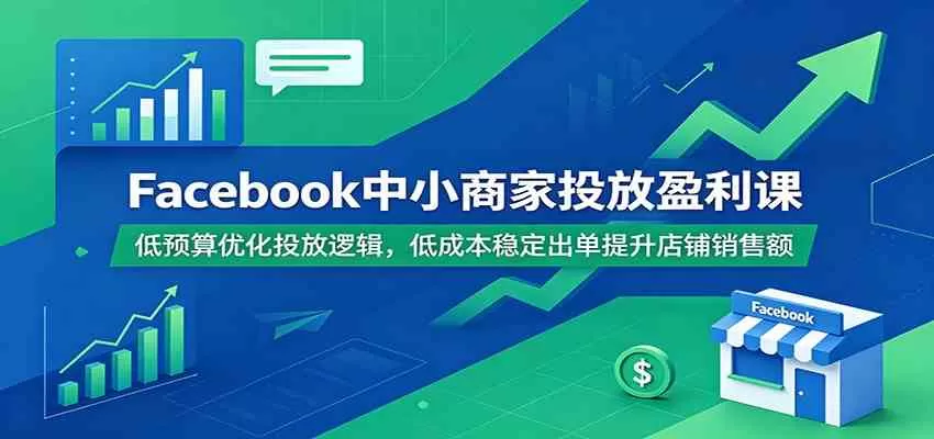 Facebook中小商家投放盈利课：低预算优化投放逻辑，低成本稳定出单提升店铺销售额-鹊桥梦网创